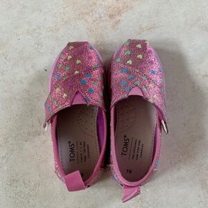 TOMS toddler girl sparkly polka dot flats